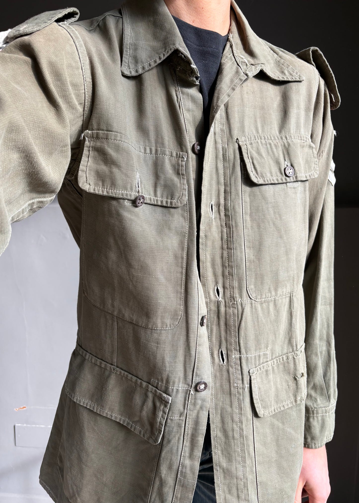 Army shirt with pink Hong Kong patches