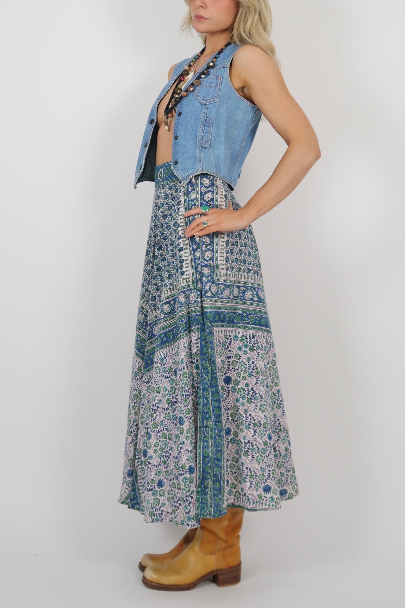 1970s Anohki block print skirt