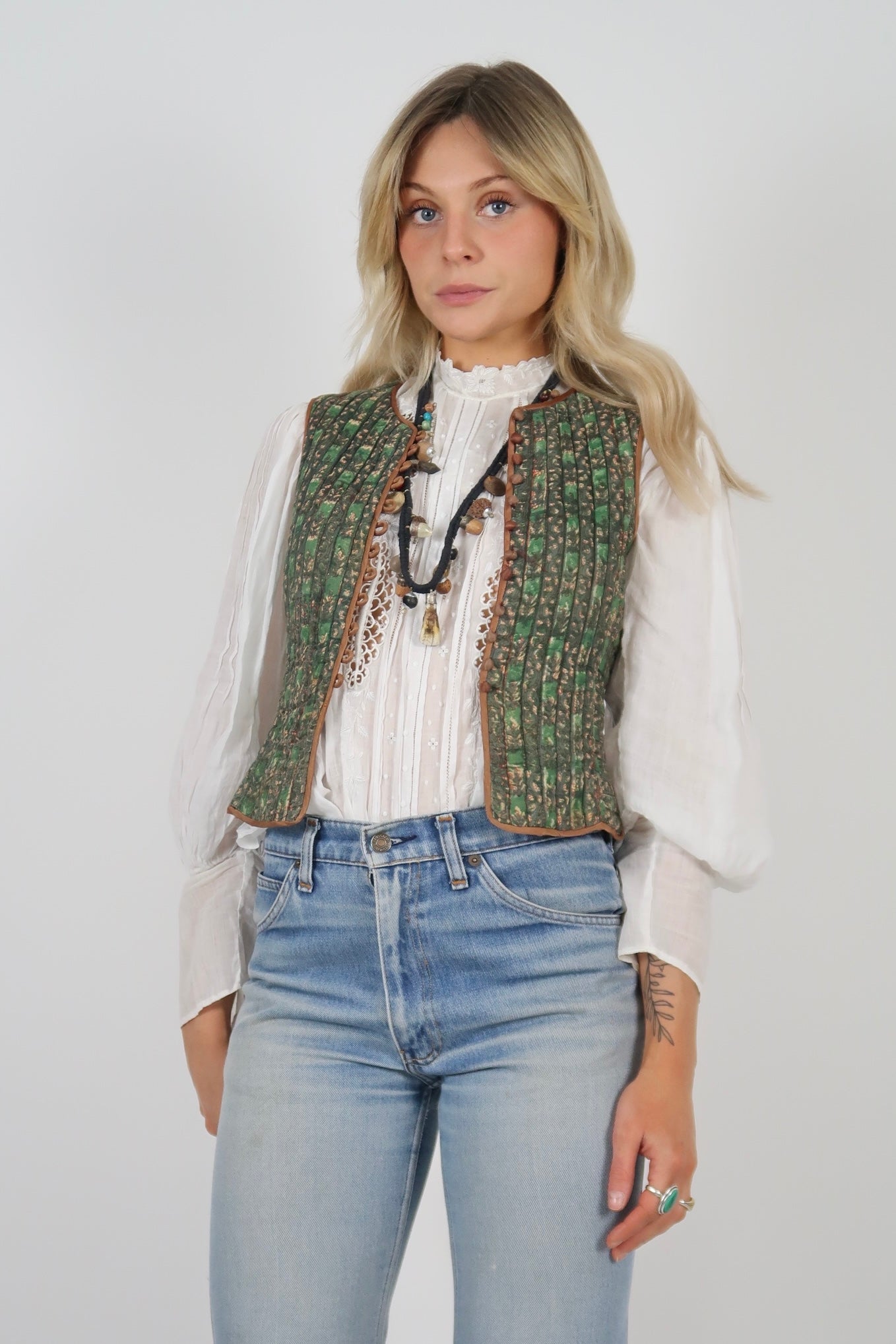 1970s Anohki block print waistcoat