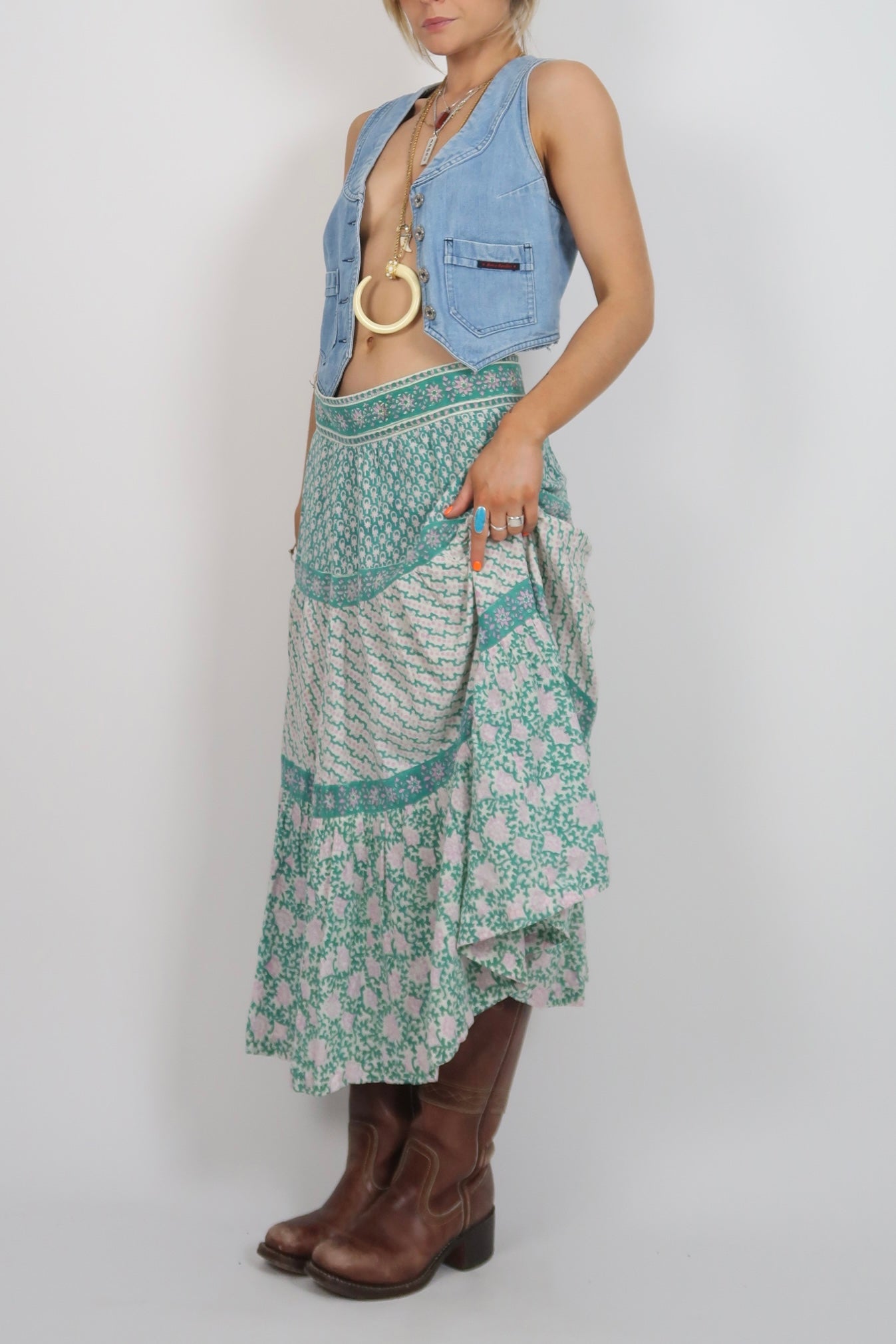 70s Anohki block print skirt