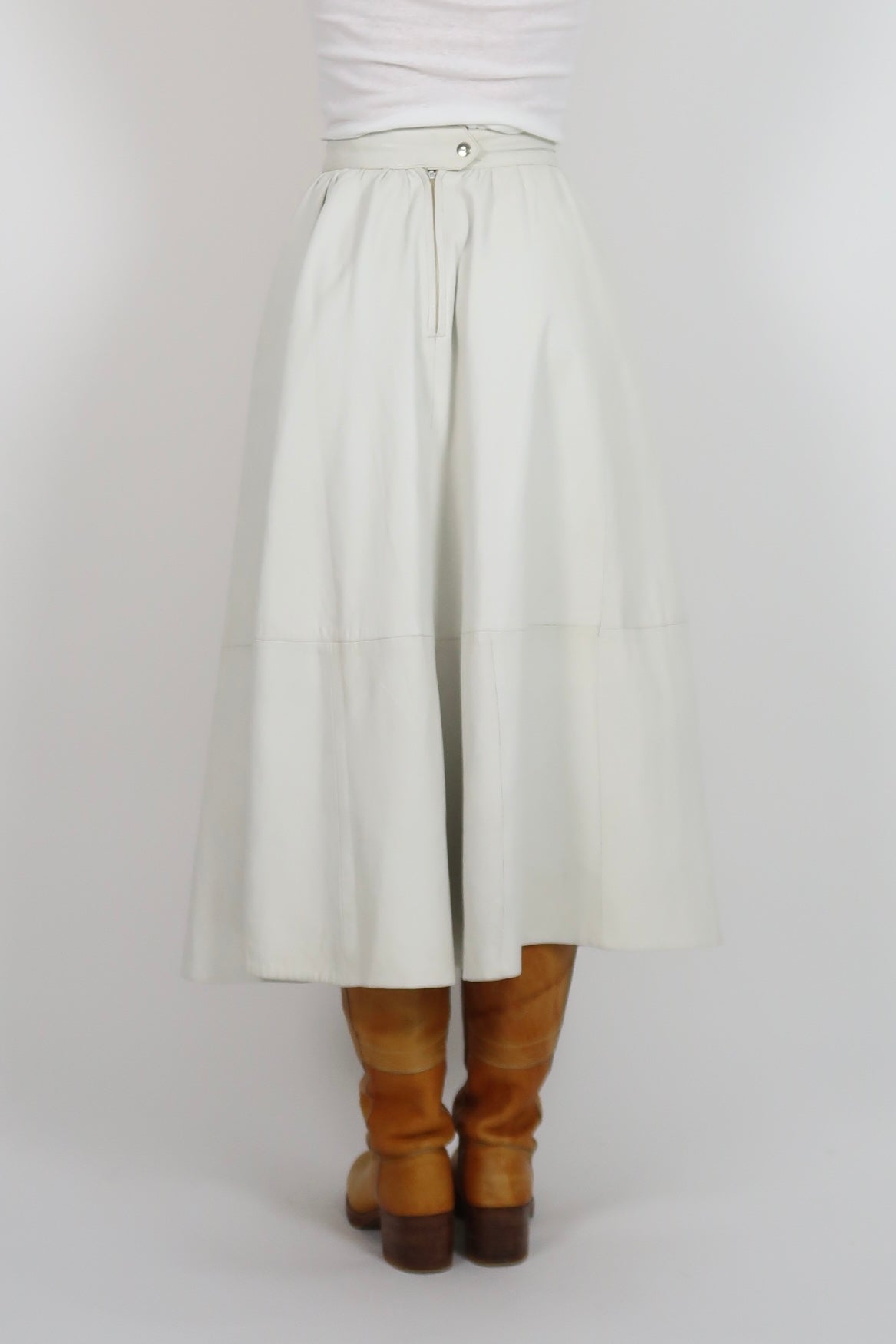 Buttery white leather skirt