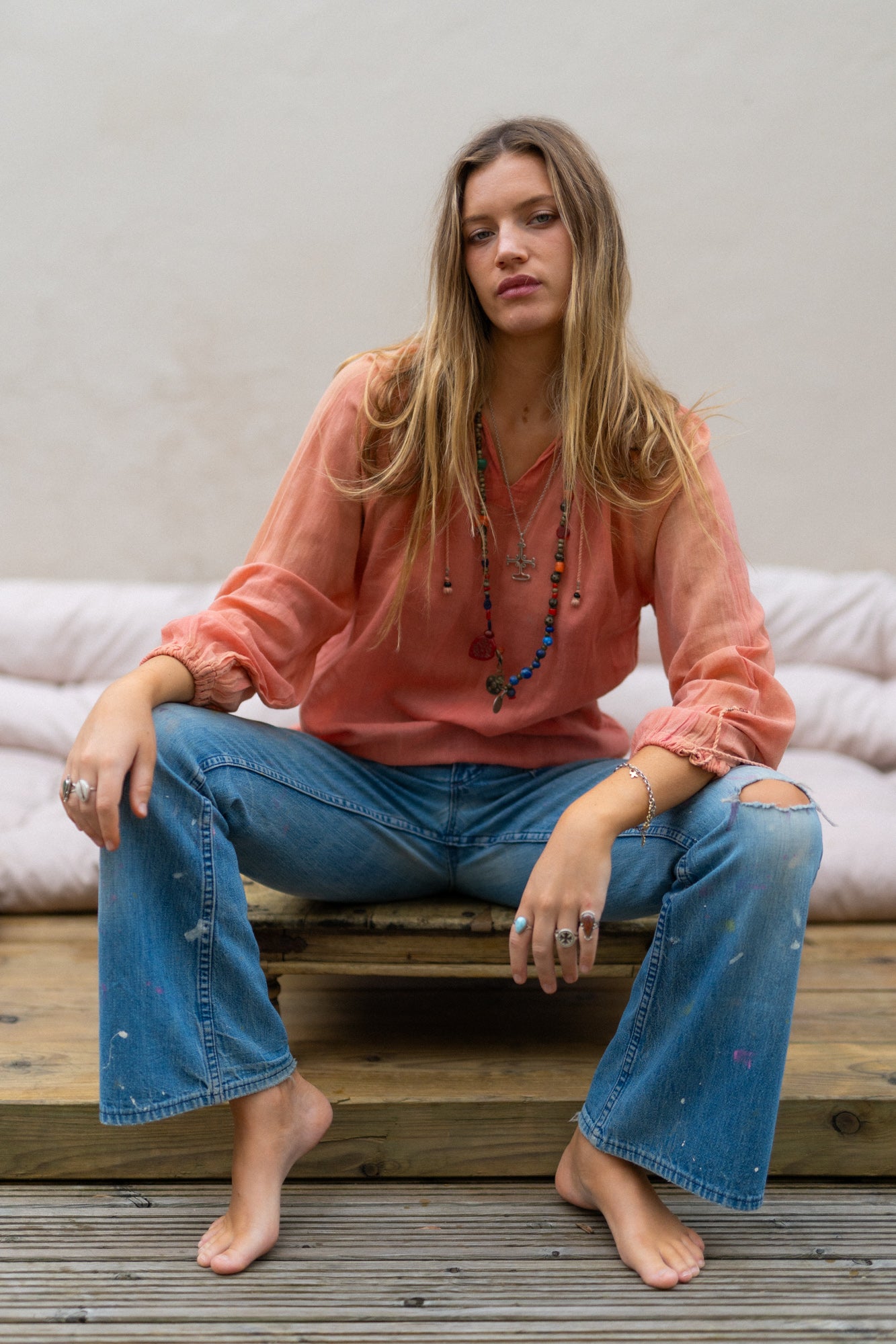 FADED COTTON BLOUSE
