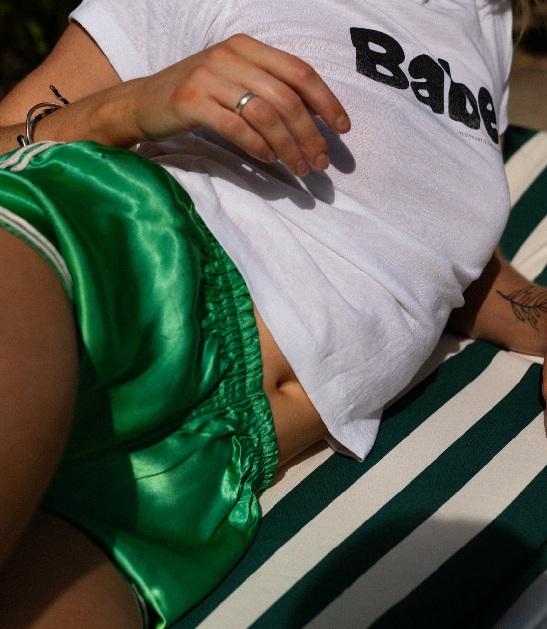 70s Green satin runner shorts