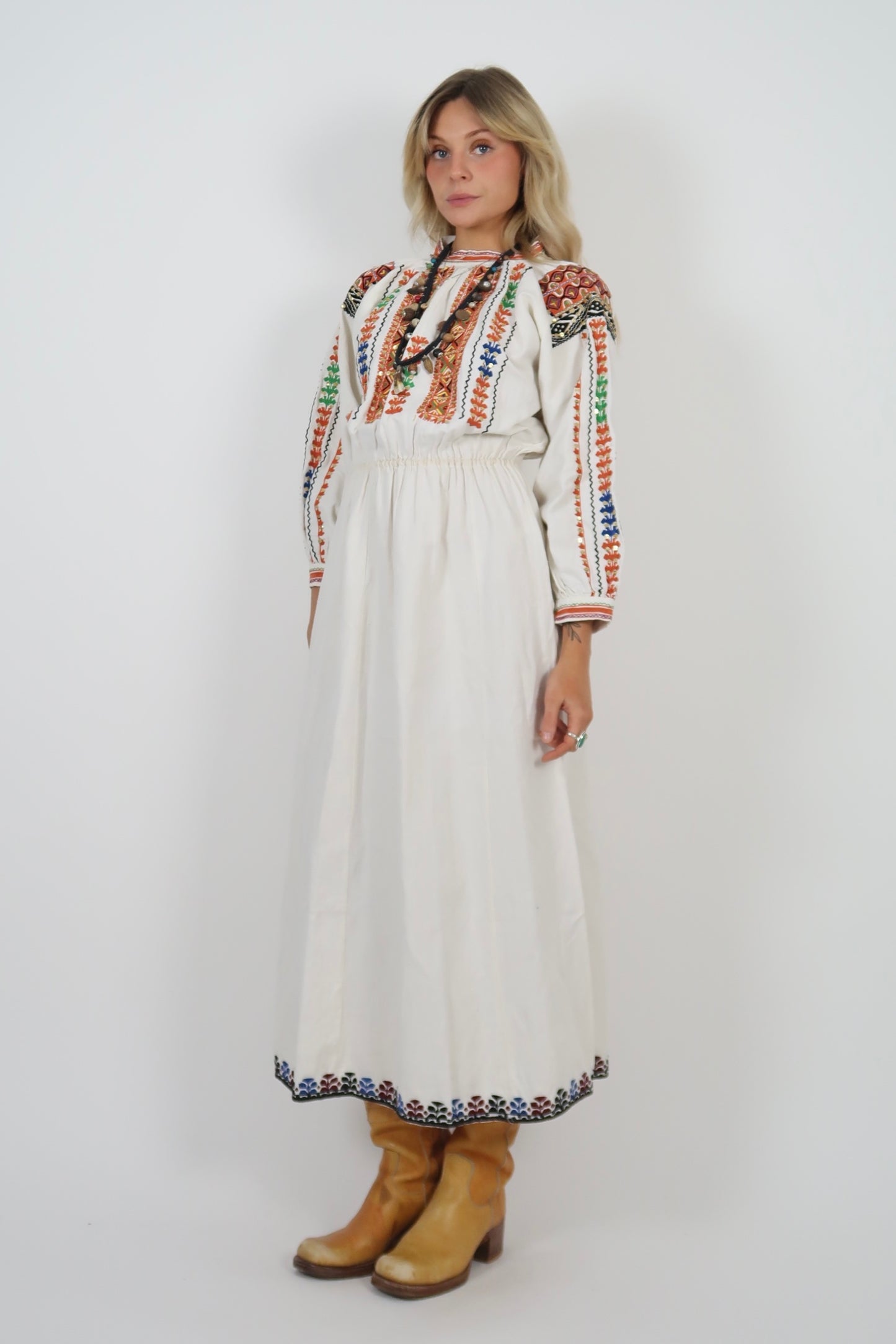 60s folk style midi dress