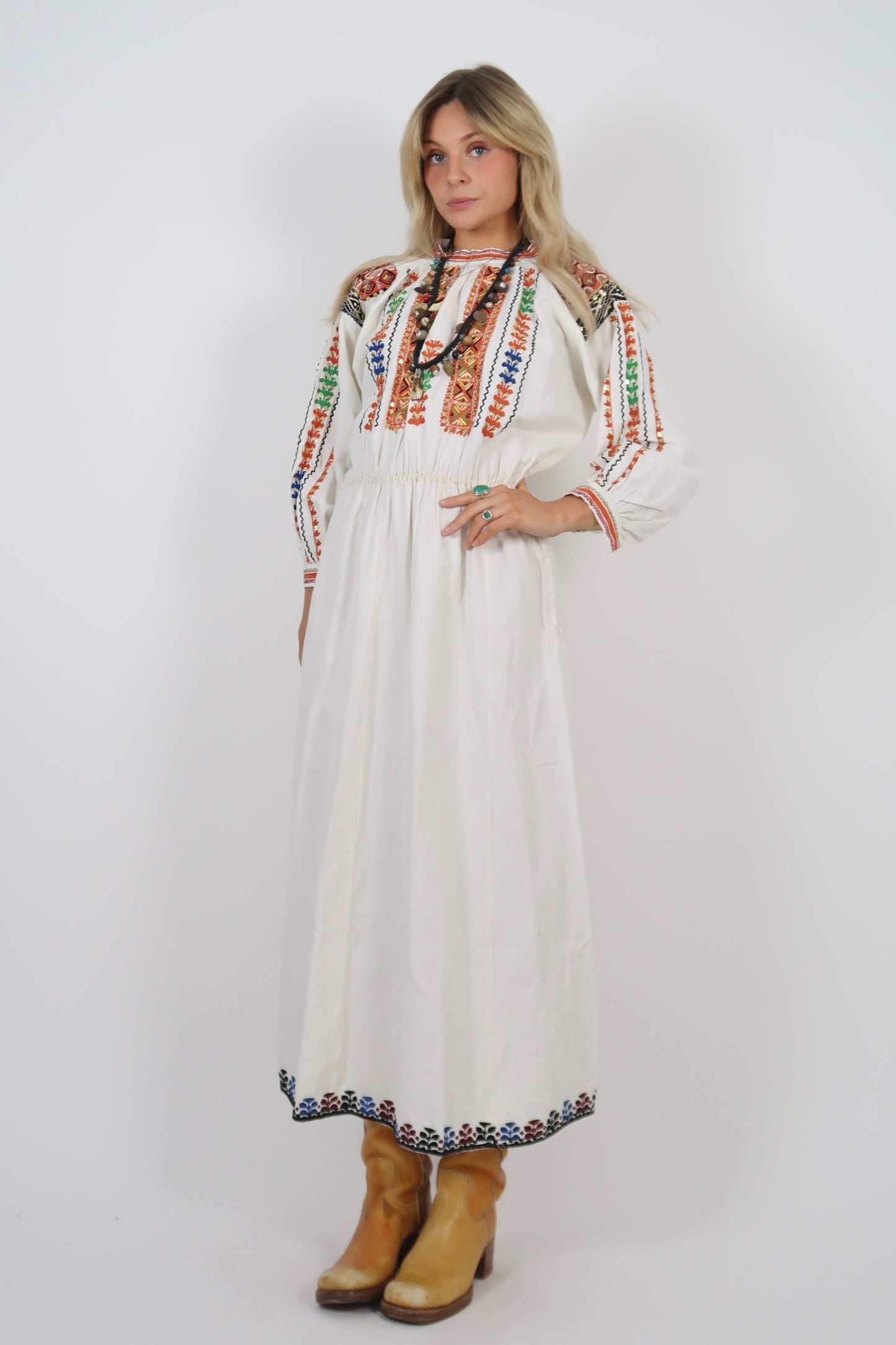 60s folk style midi dress