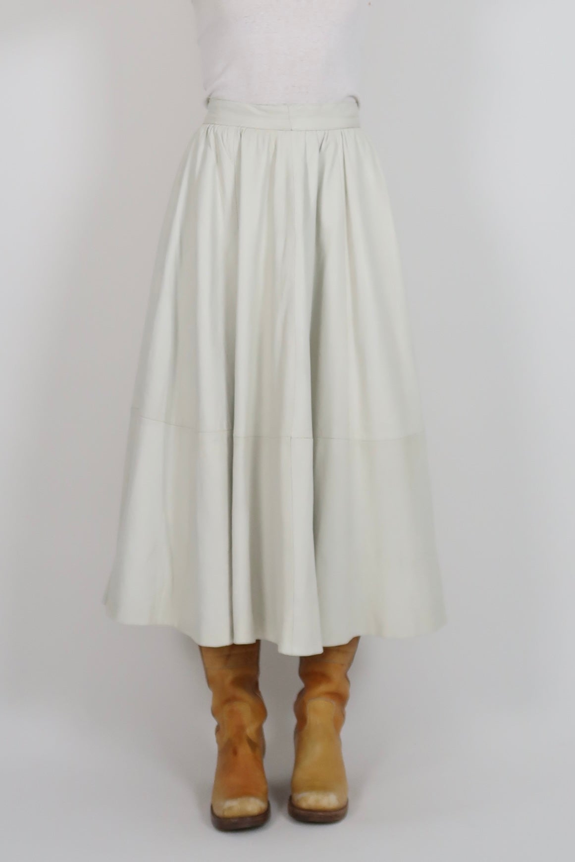 Buttery white leather skirt