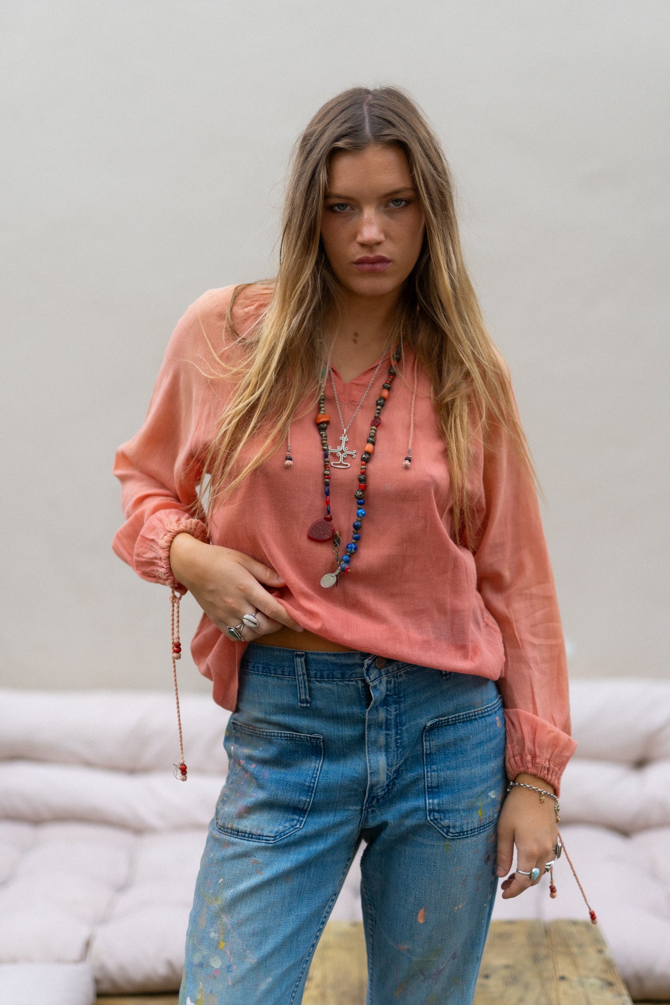 FADED COTTON BLOUSE