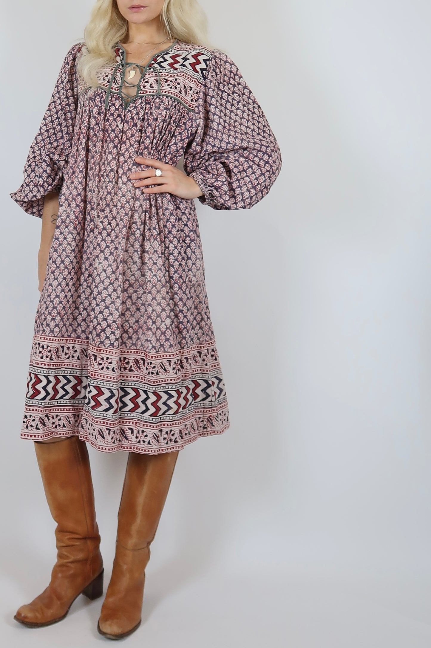 1970s BLOCK PRINT DRESS