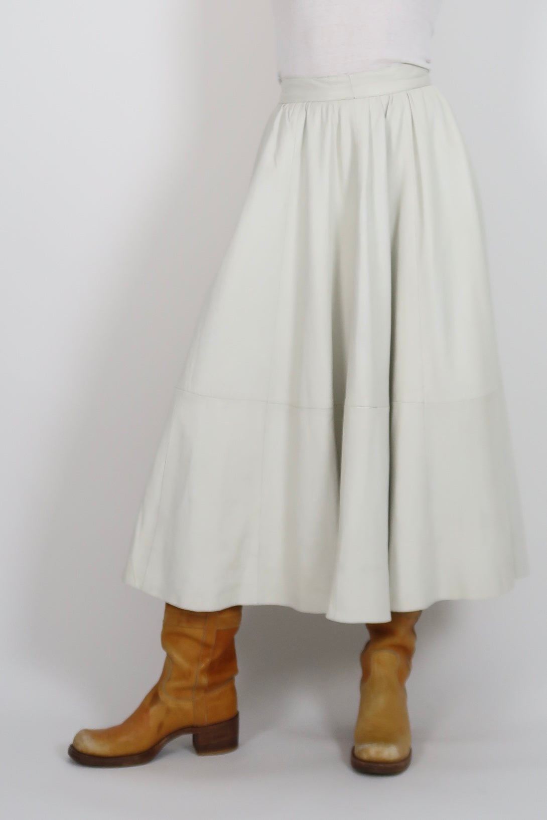 Buttery white leather skirt
