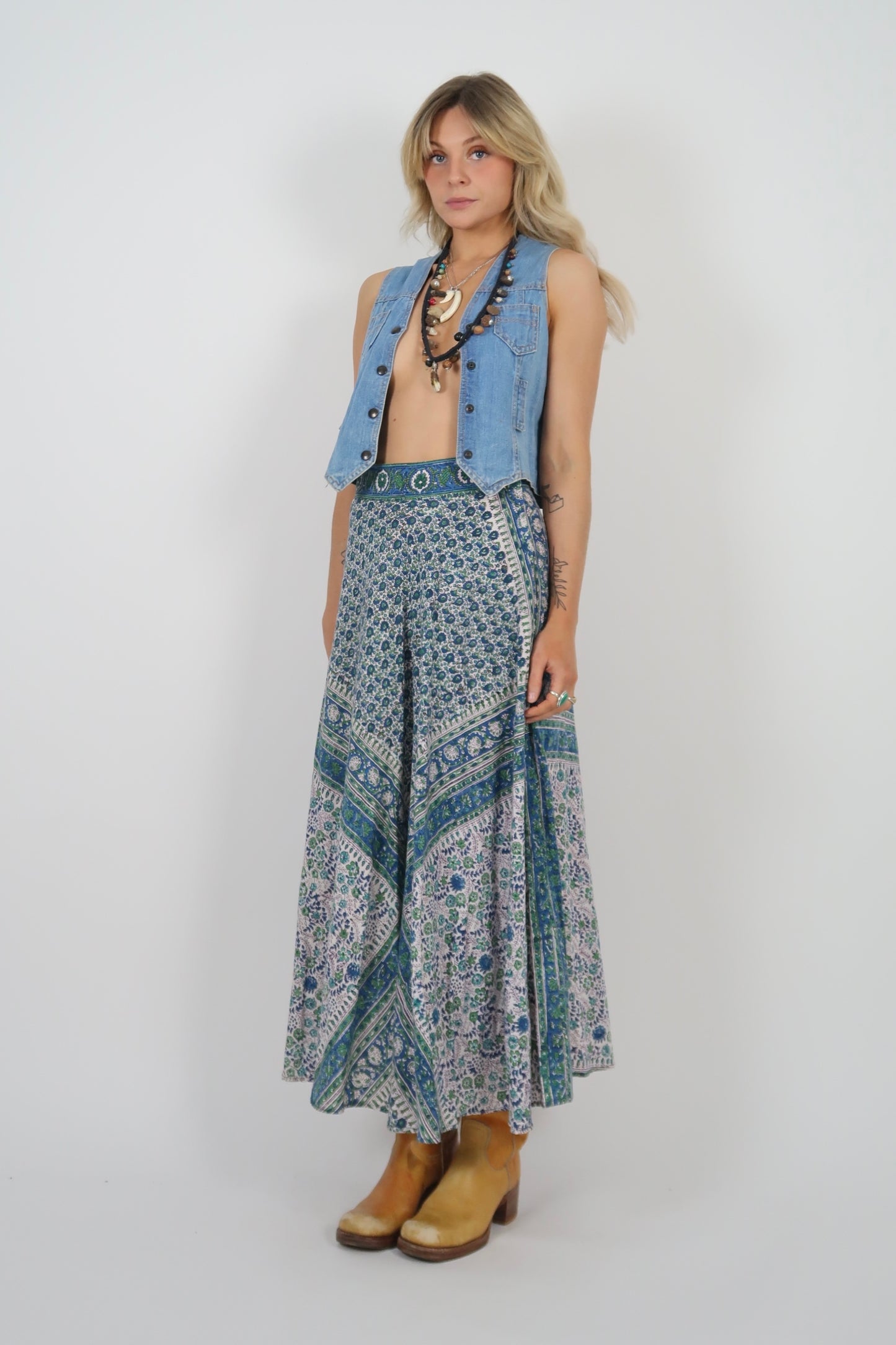 1970s Anohki block print skirt