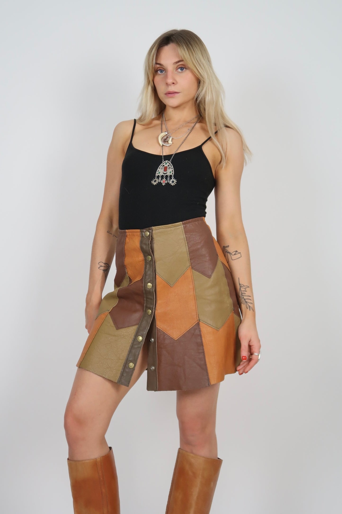 1970s panelled mini skirt