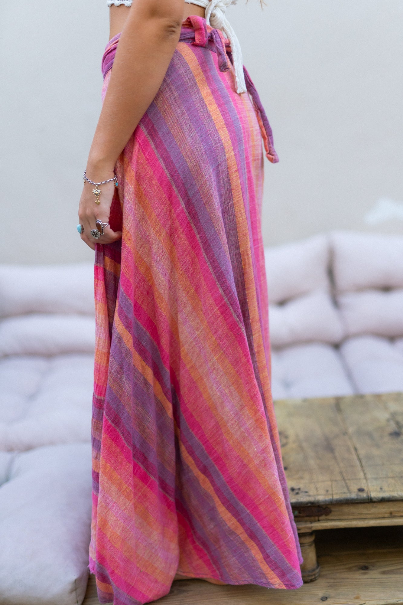 PINK CHEESECLOTH WRAP SKIRT