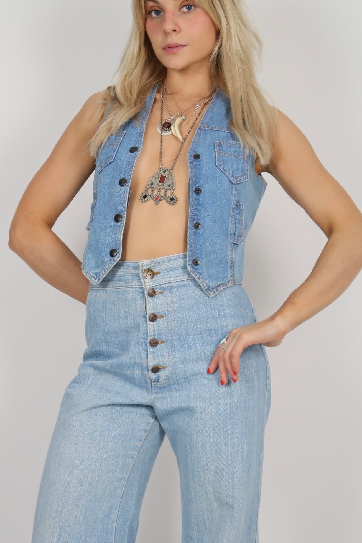1970s denim waistcoat