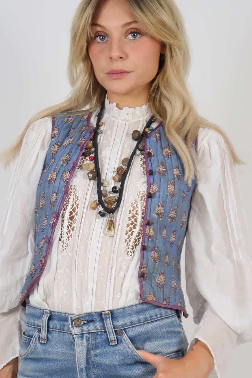 1970s Anohki block print waistcoat