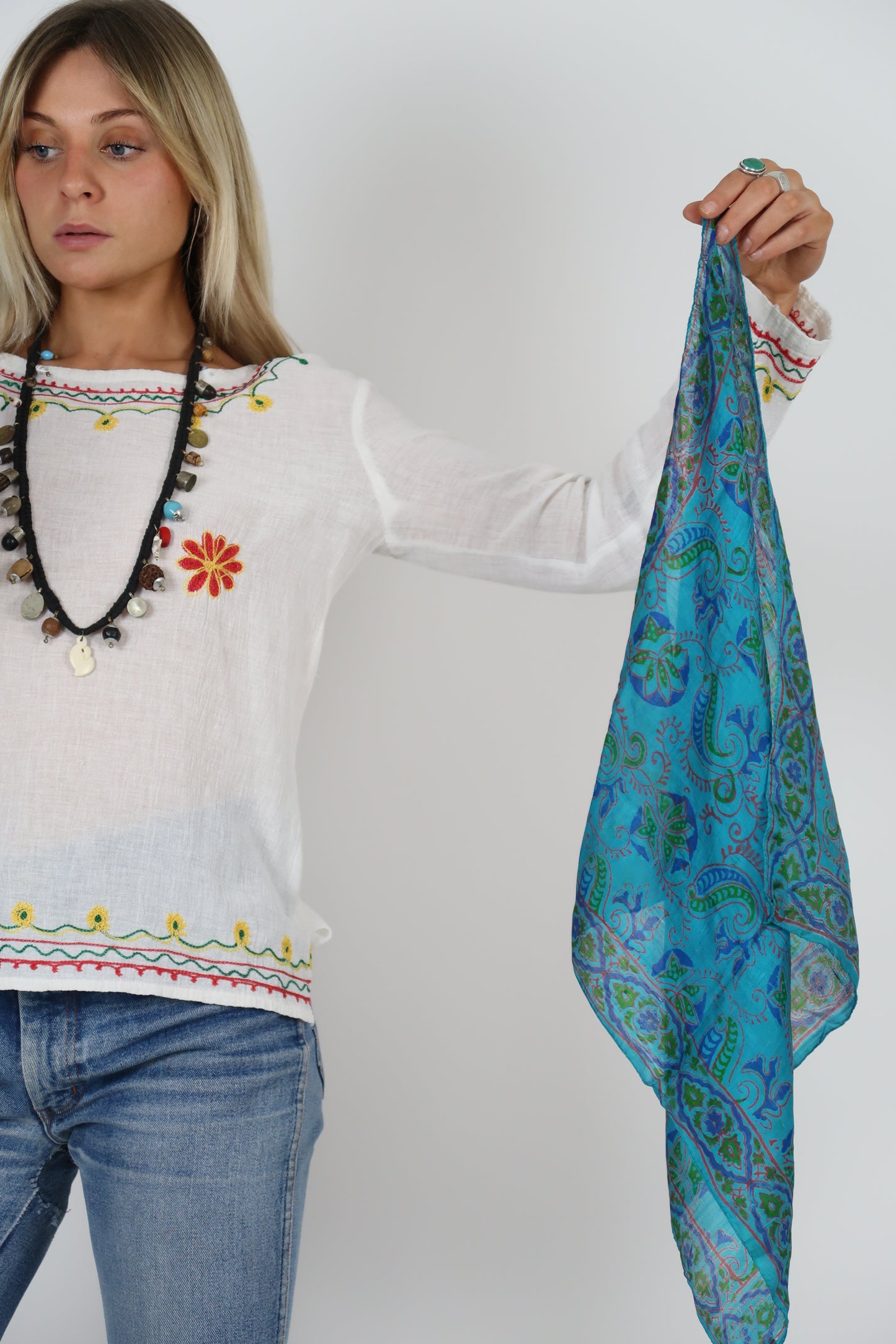 1970s silk square scarf