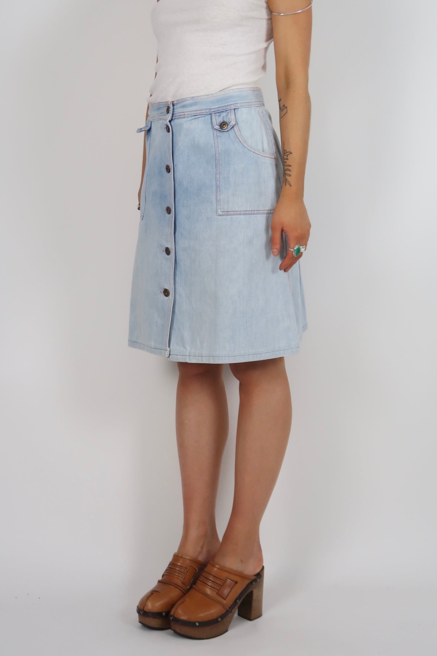 1970s sun bleached denim skirt