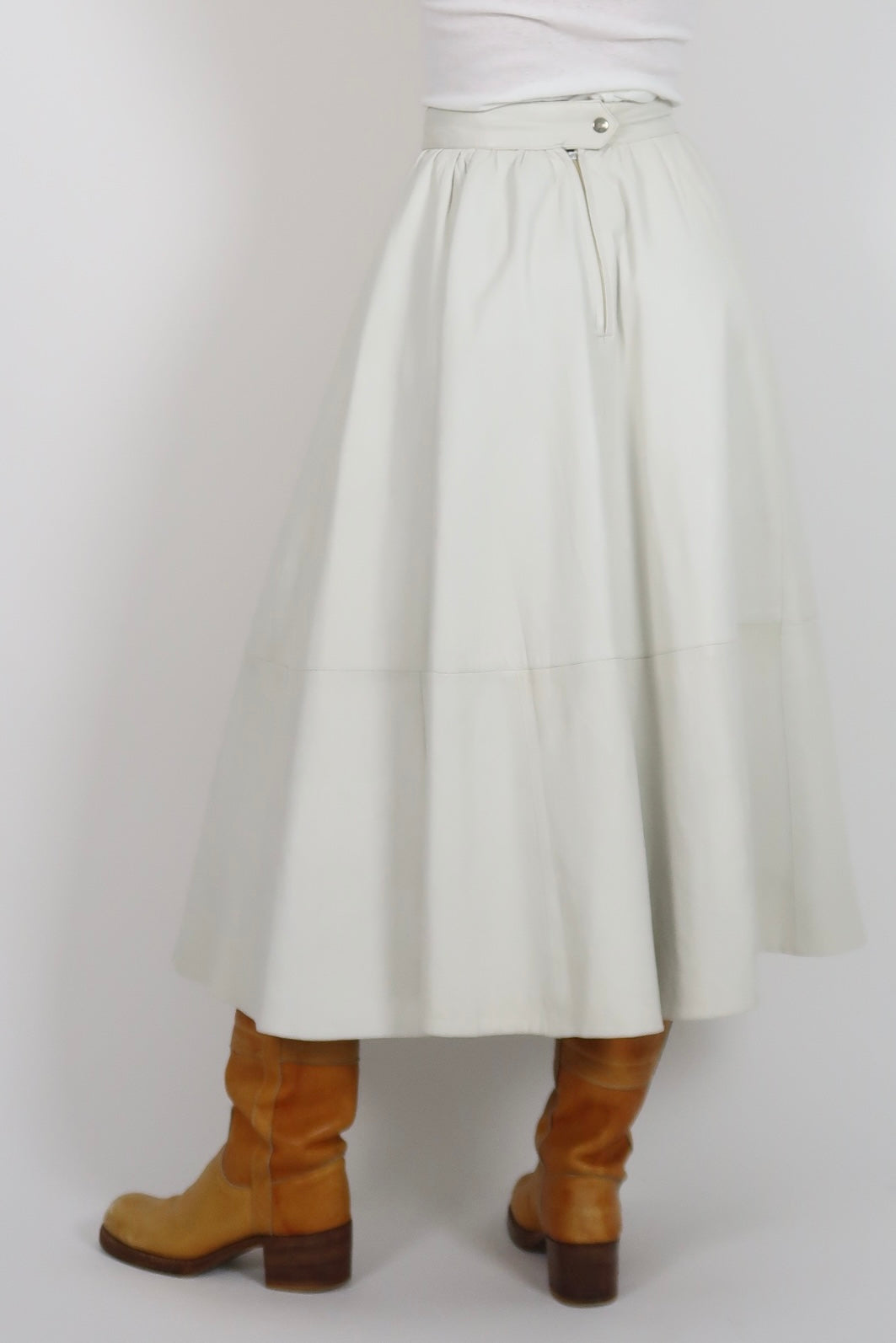 Buttery white leather skirt