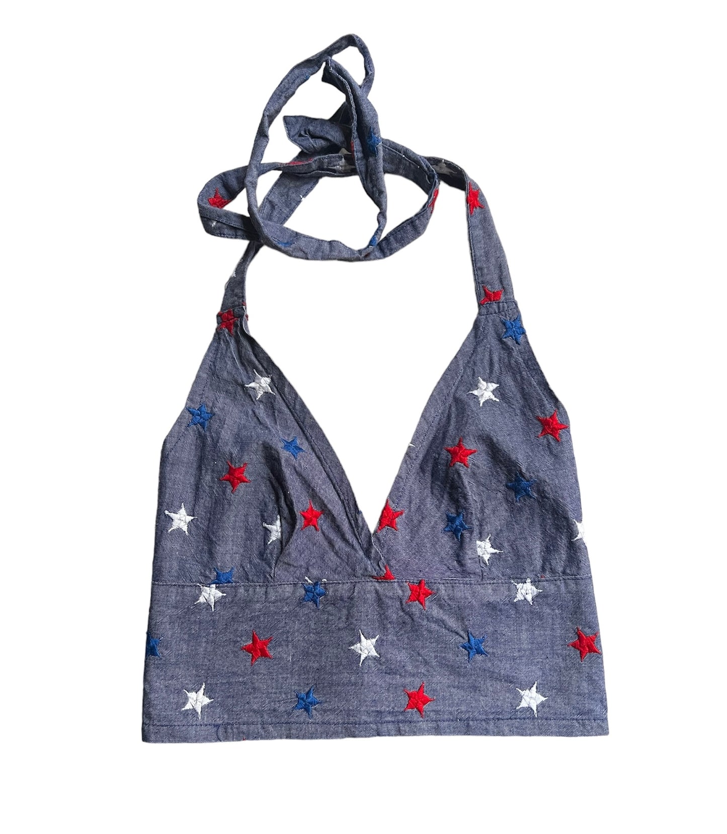 1970s cotton halter top in blue
