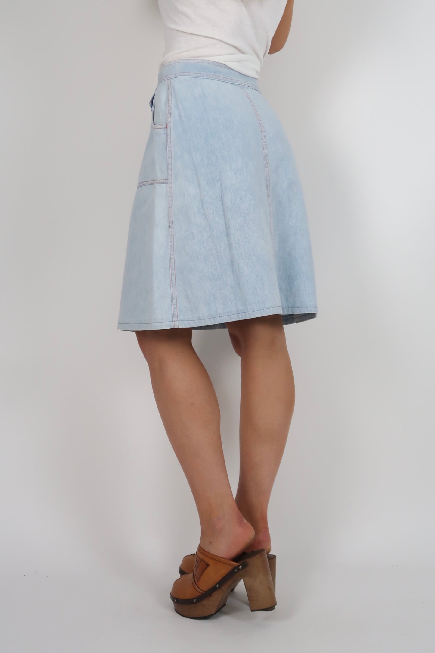 1970s sun bleached denim skirt