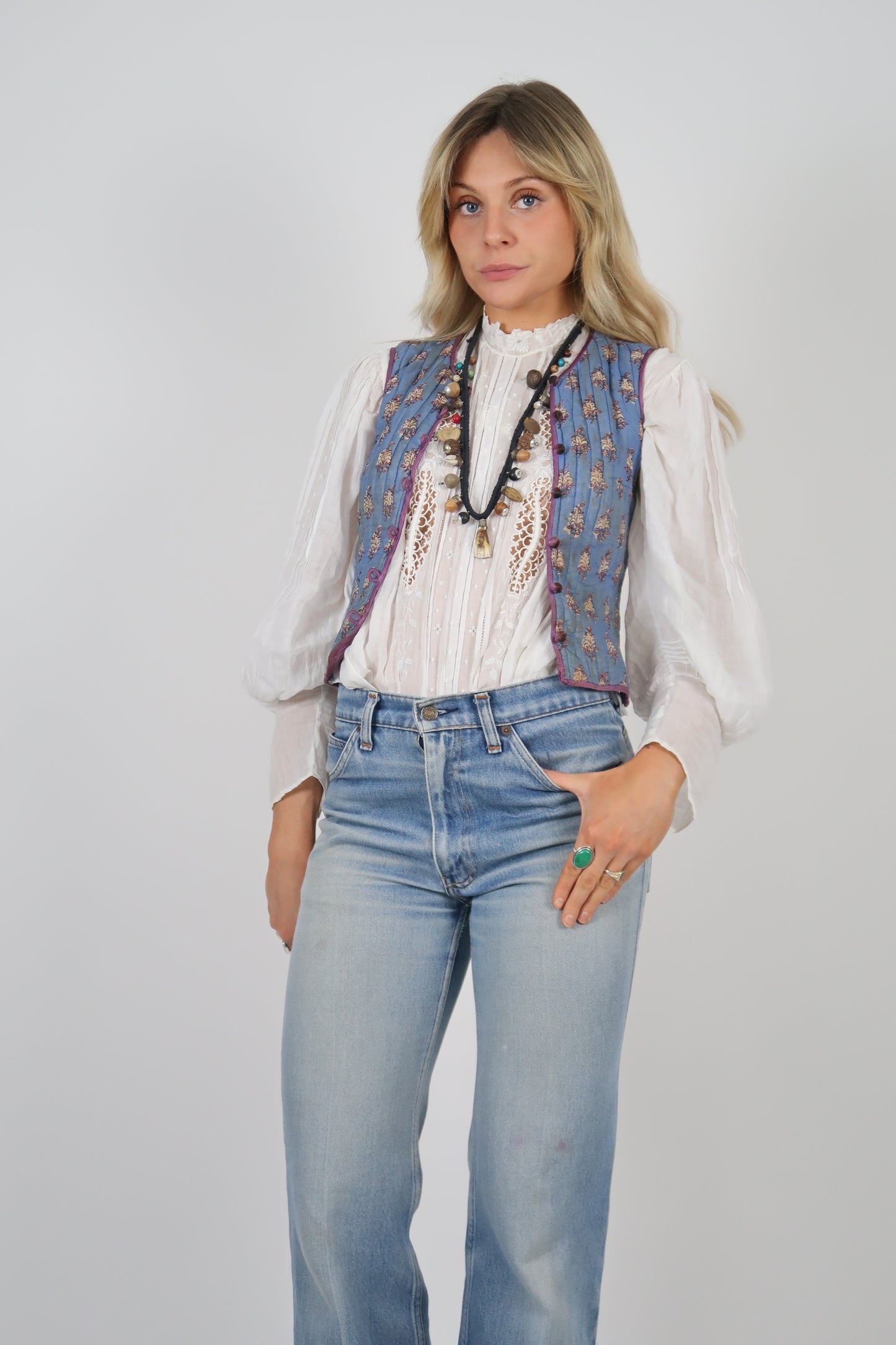1970s Anohki block print waistcoat