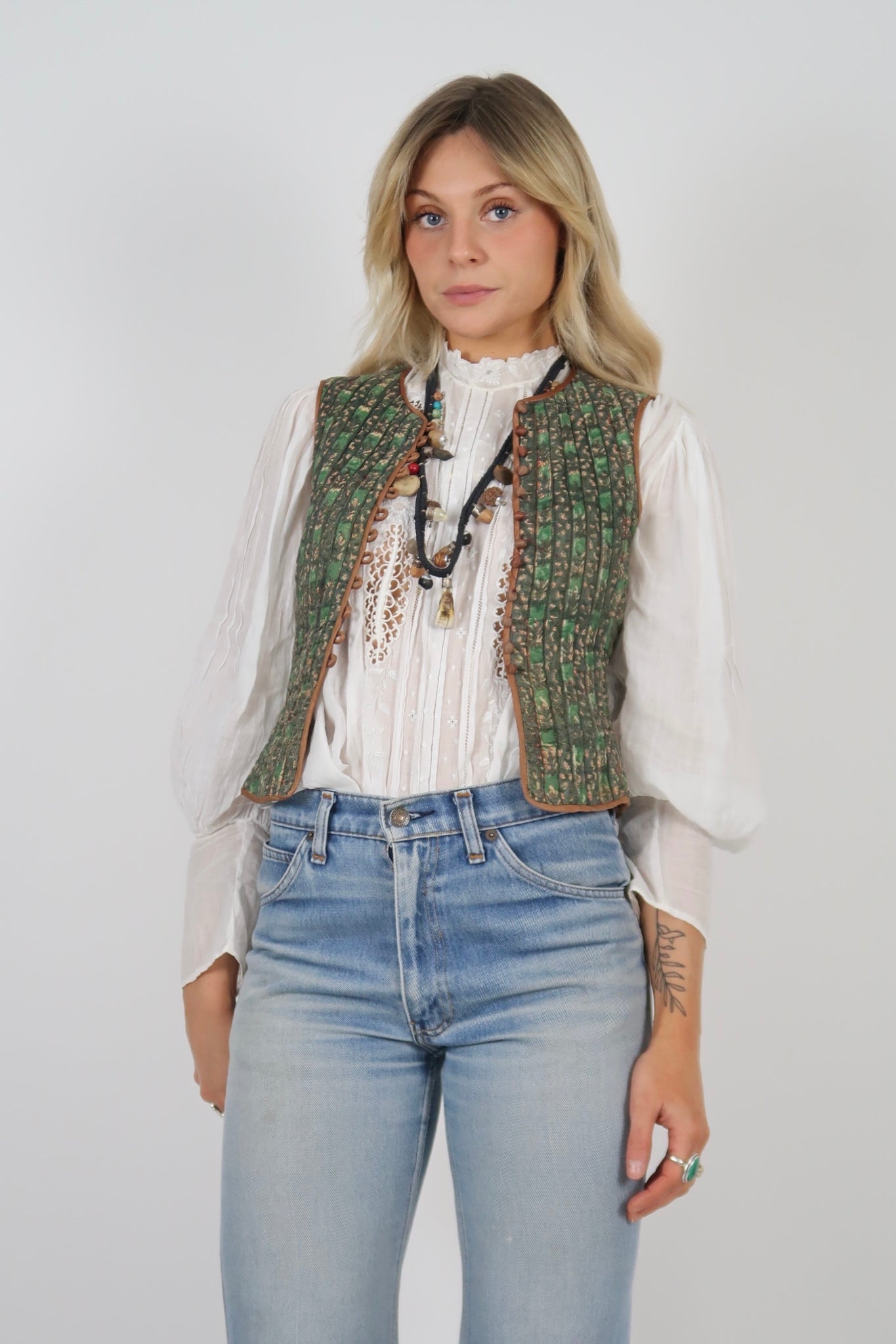1970s Anohki block print waistcoat