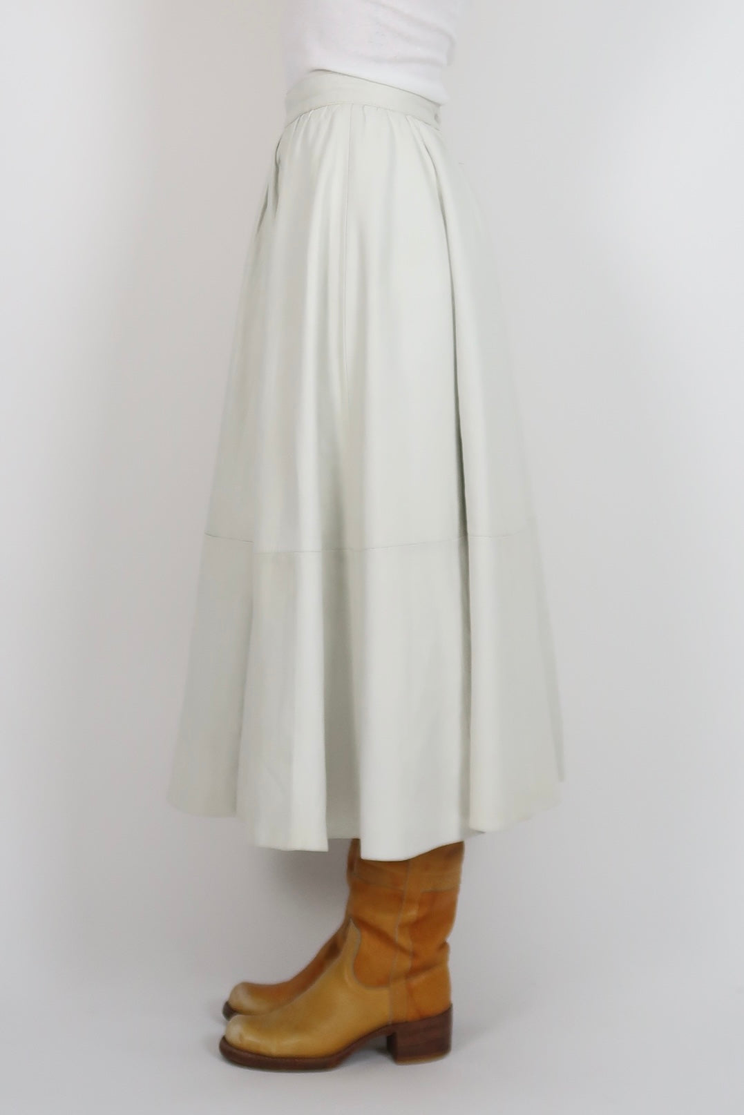 Buttery white leather skirt