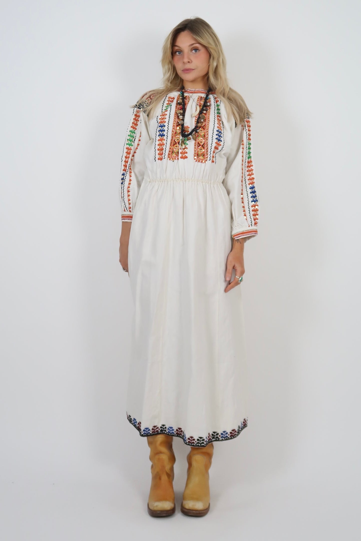 60s folk style midi dress