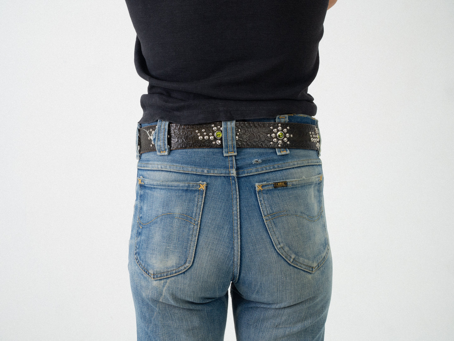 STUDDED LEATHER BELT BLACK