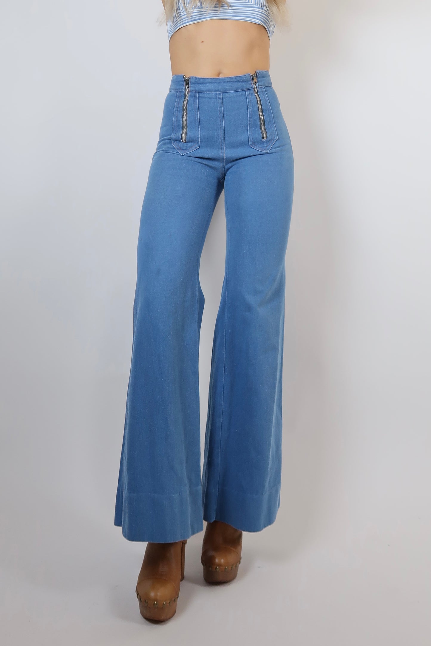 1970s double zip front bib jeans