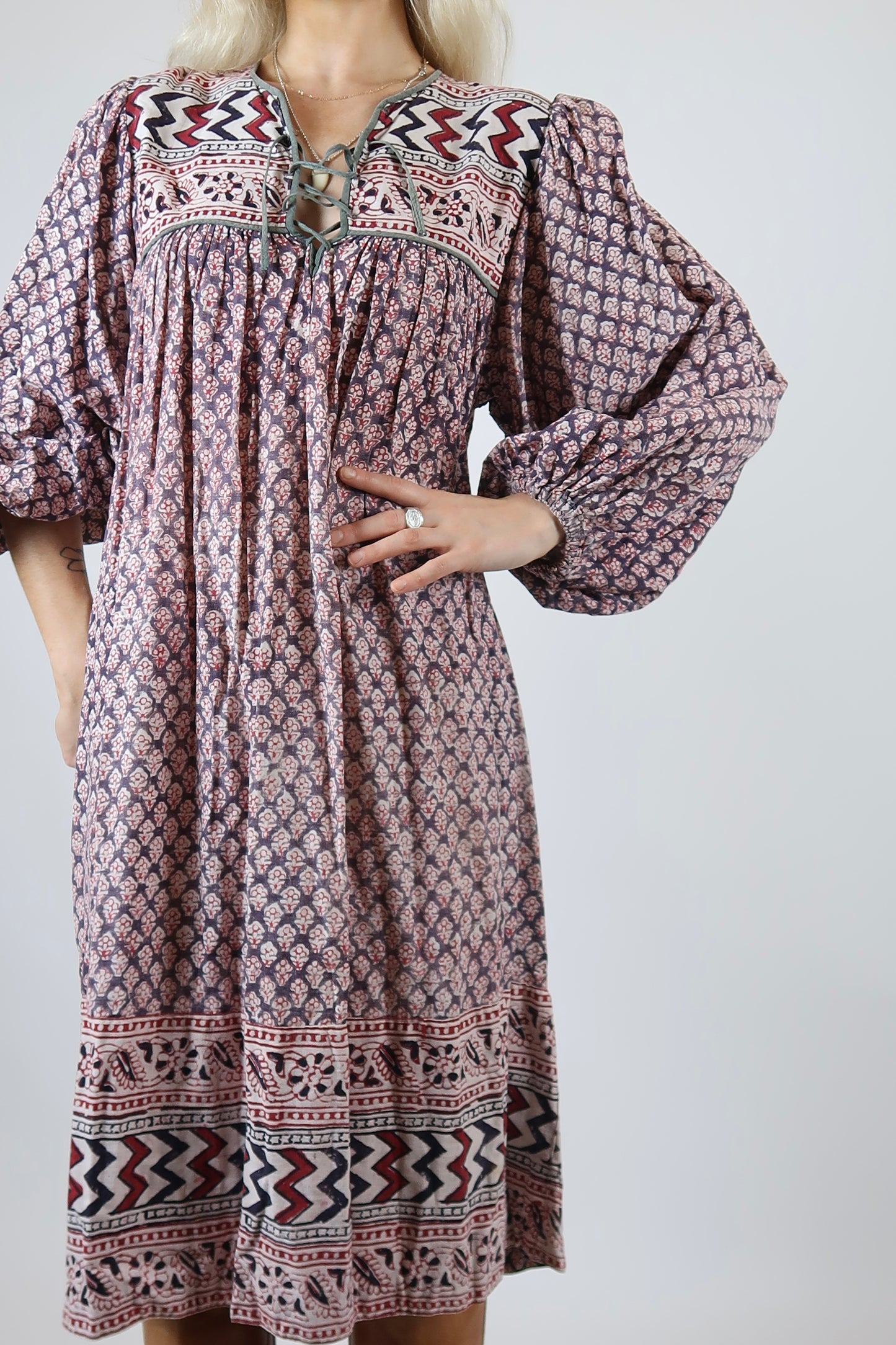 1970s BLOCK PRINT DRESS