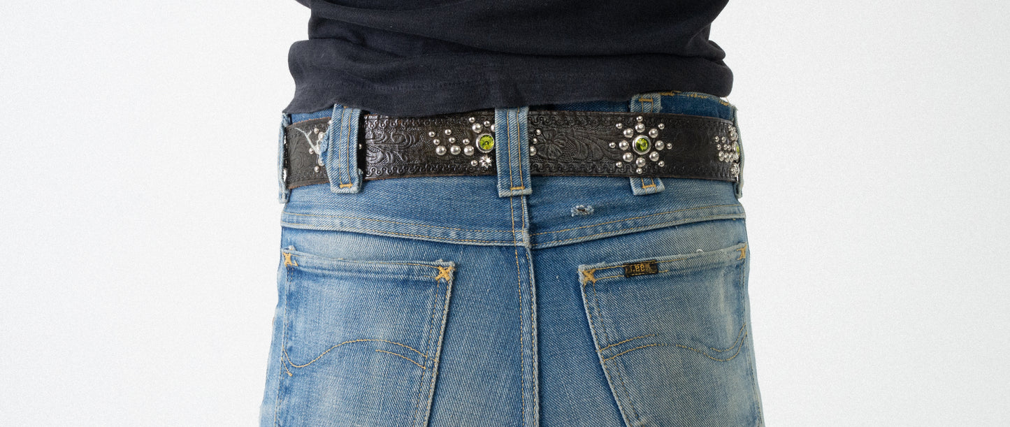 STUDDED LEATHER BELT BLACK