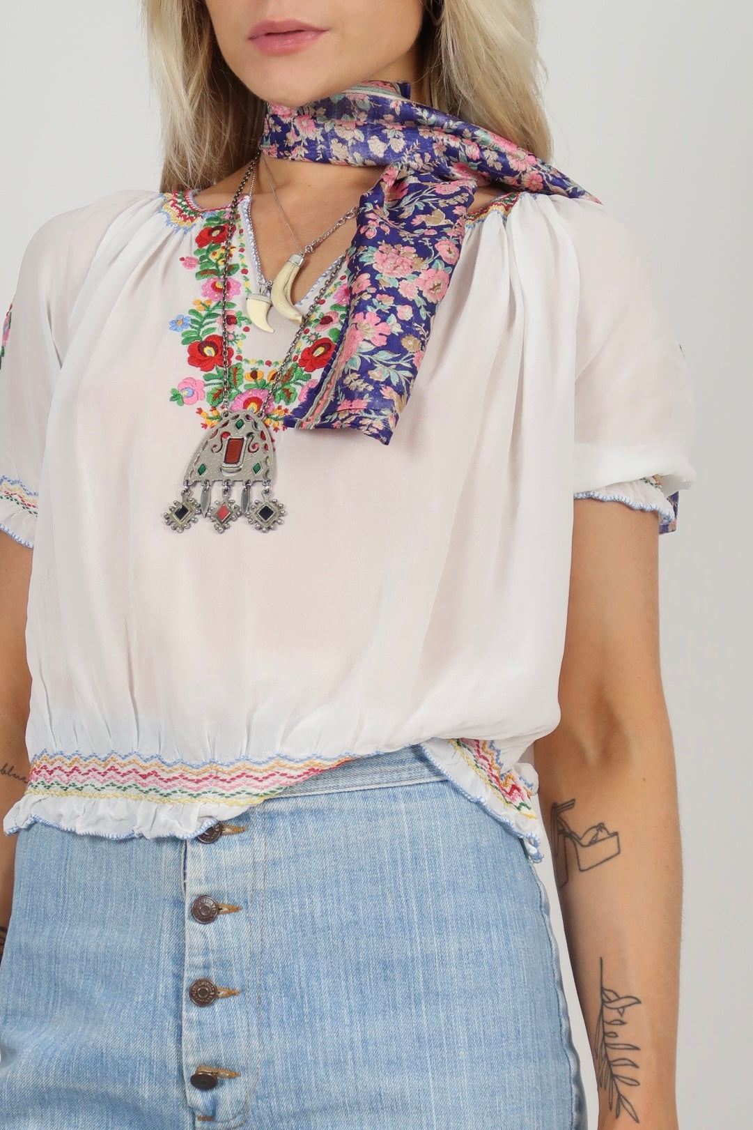 60s mini Indian silk scarf