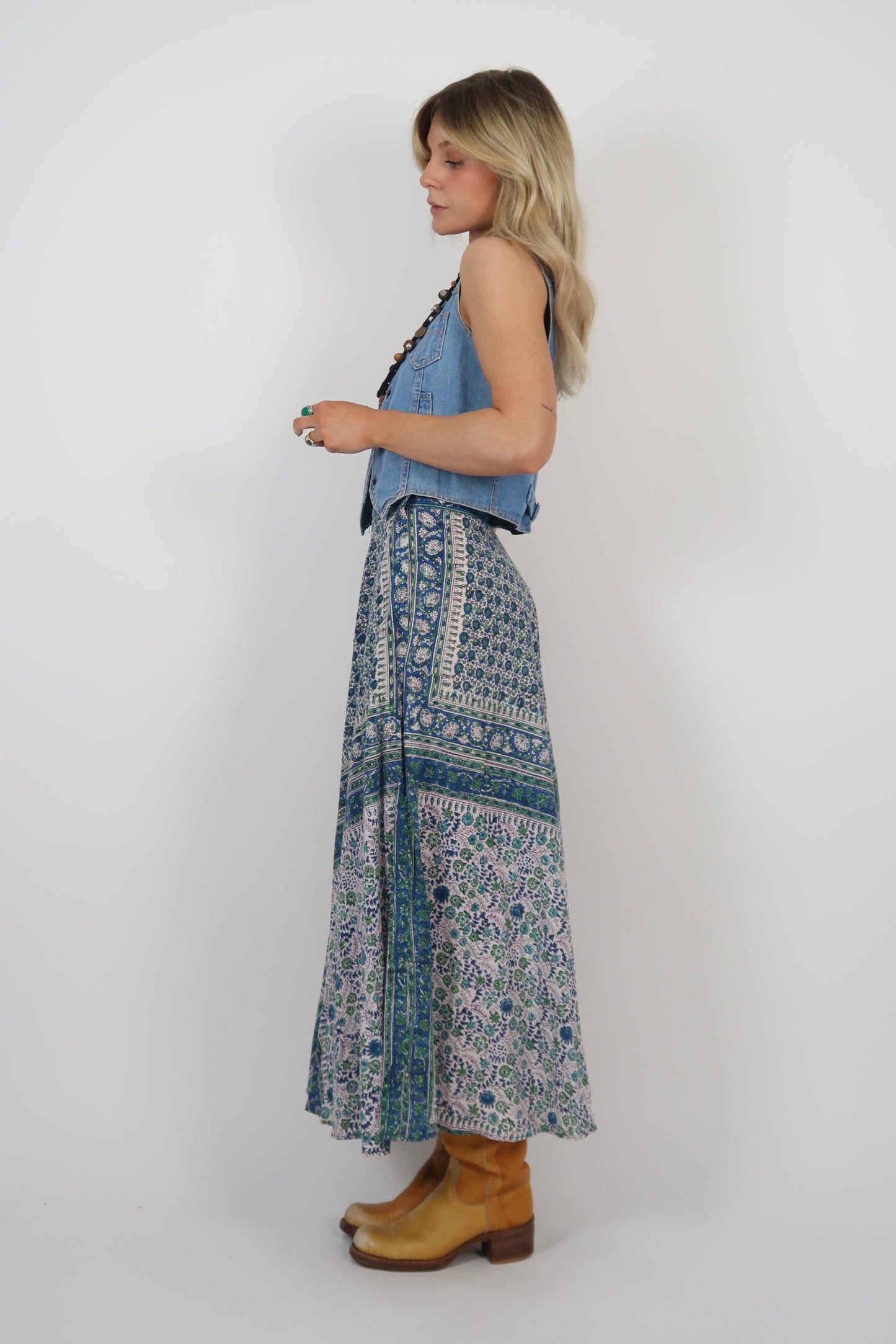 1970s Anohki block print skirt