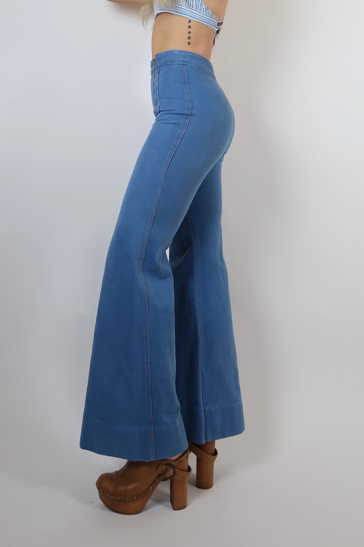 1970s double zip front bib jeans