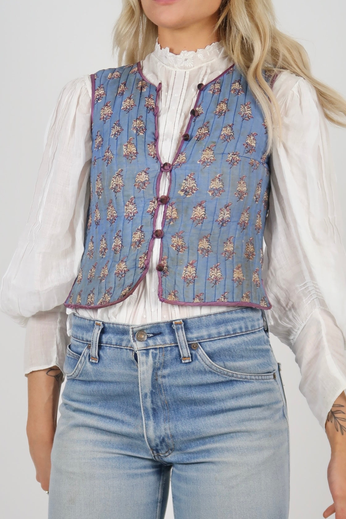 1970s Anohki block print waistcoat