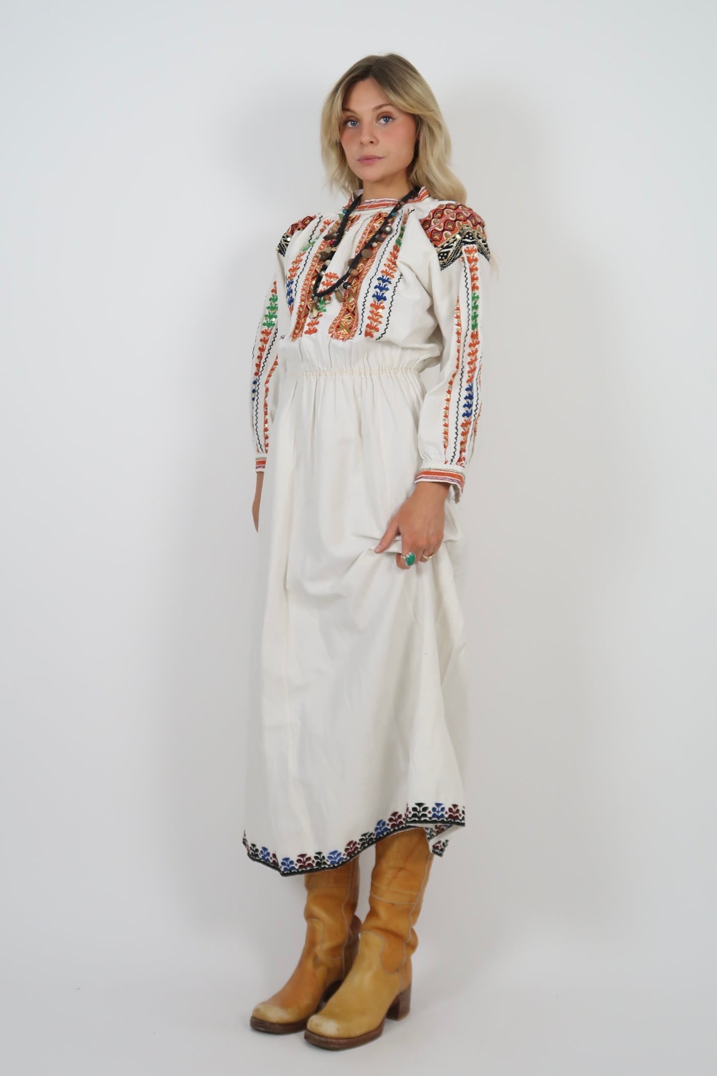 60s folk style midi dress
