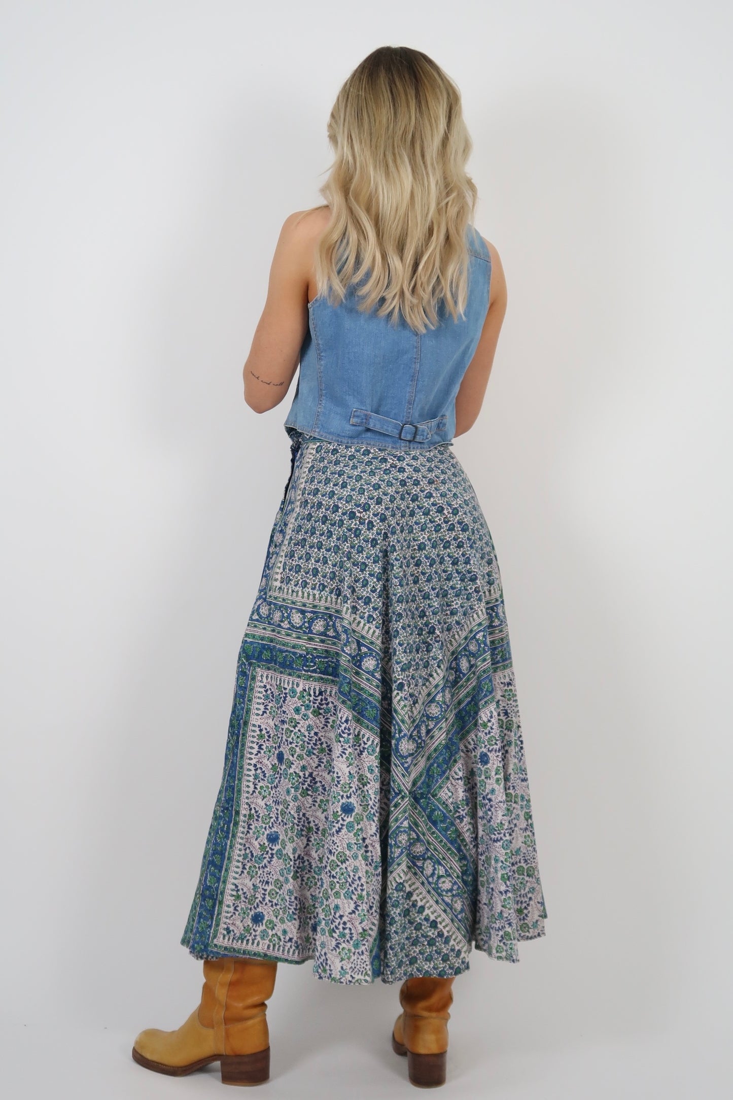 1970s Anohki block print skirt