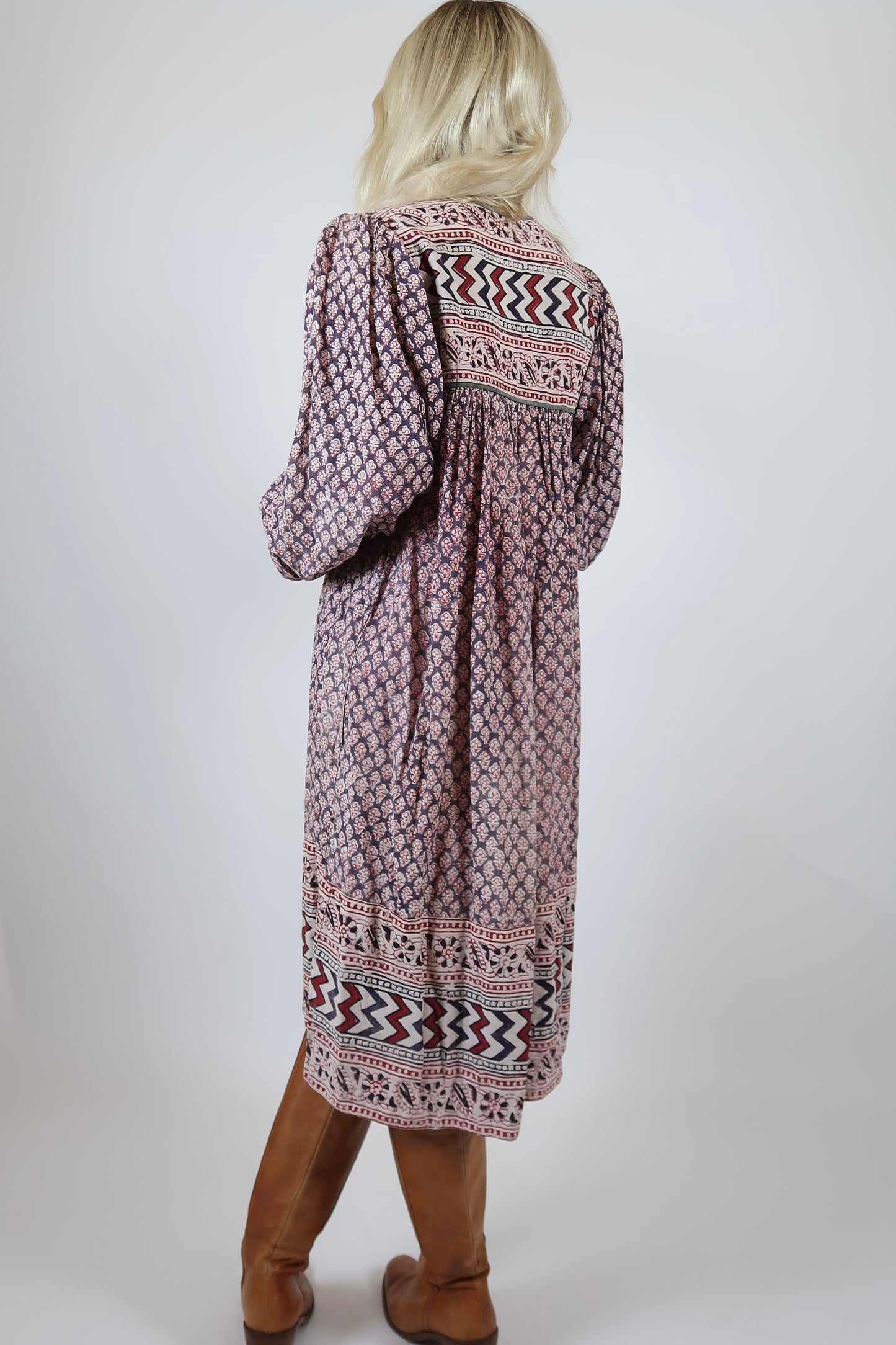 1970s BLOCK PRINT DRESS