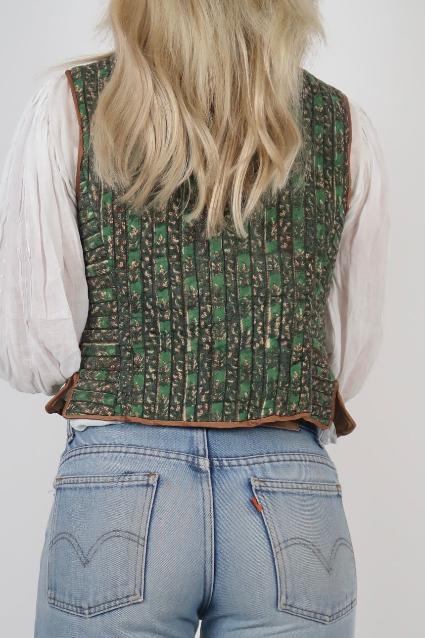 1970s Anohki block print waistcoat