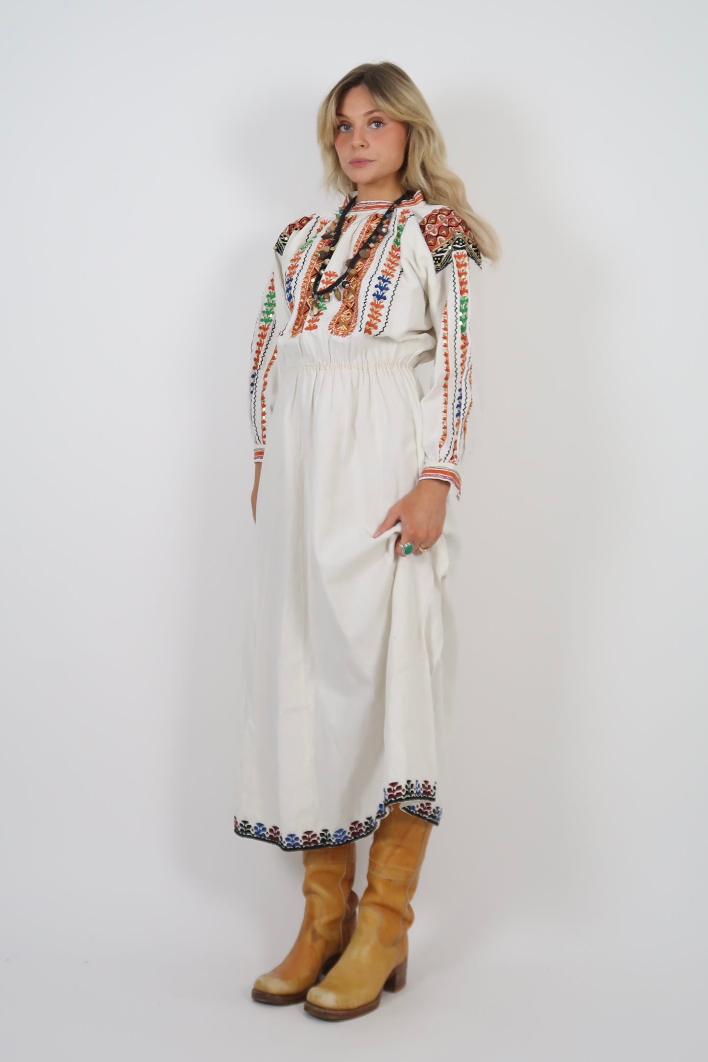 60s folk style midi dress