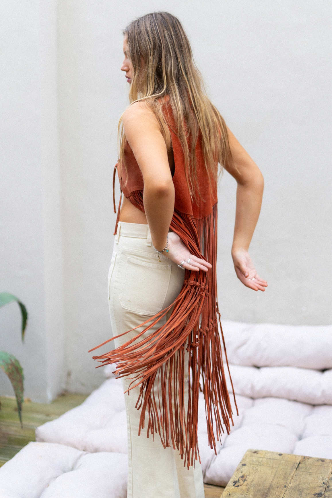 SUEDE FRINGE WAISTCOAT