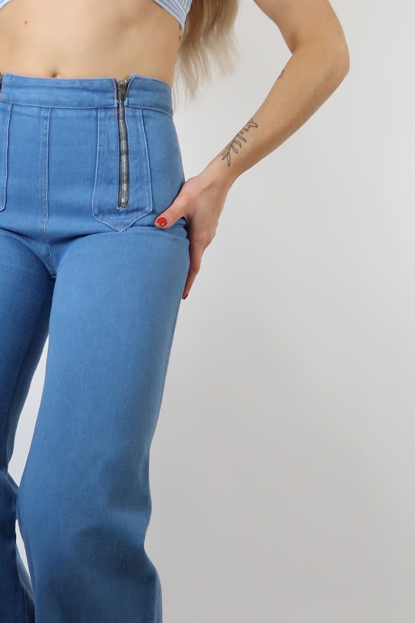 1970s double zip front bib jeans