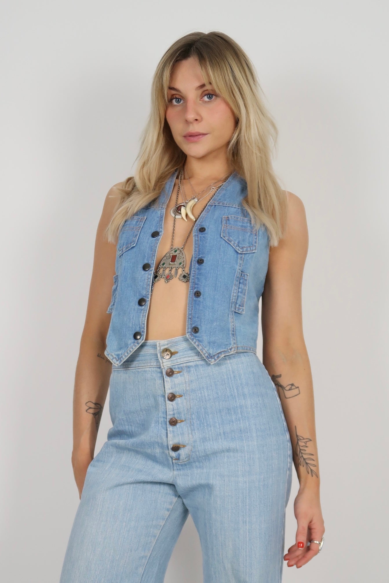1970s denim waistcoat