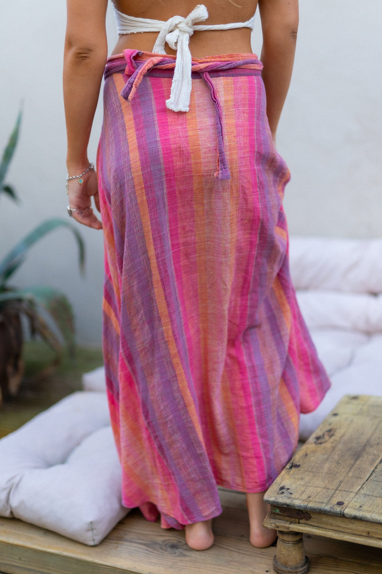 PINK CHEESECLOTH WRAP SKIRT