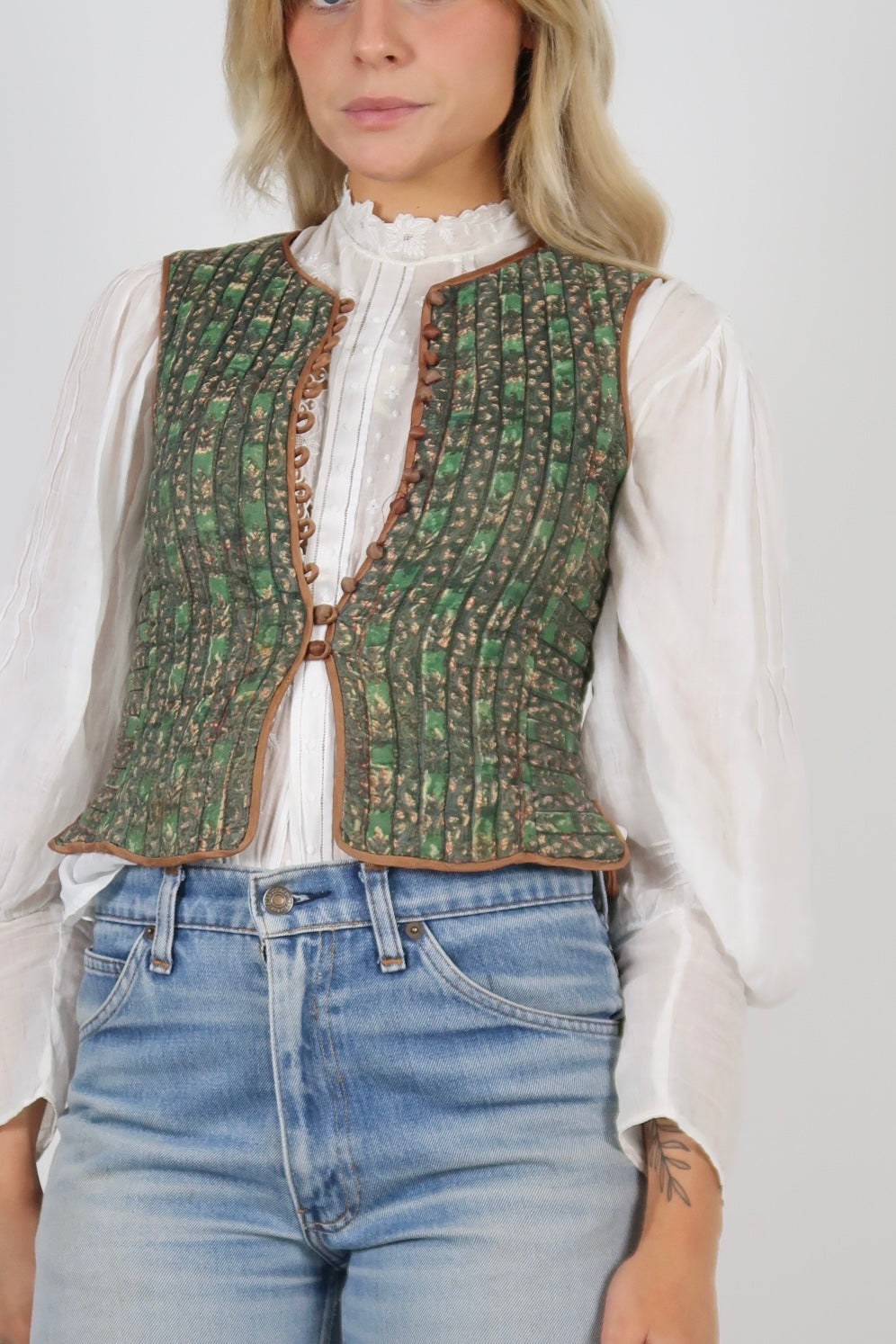 1970s Anohki block print waistcoat