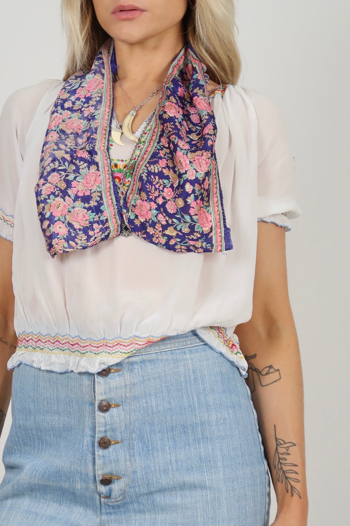 60s mini Indian silk scarf