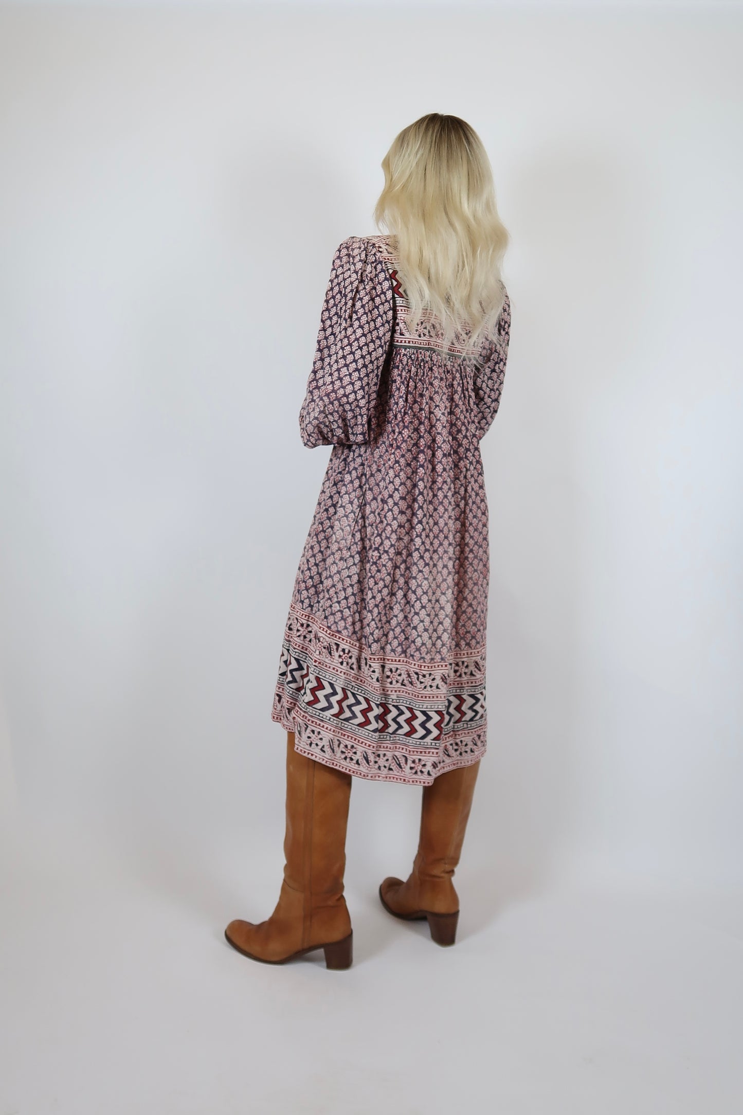 1970s BLOCK PRINT DRESS