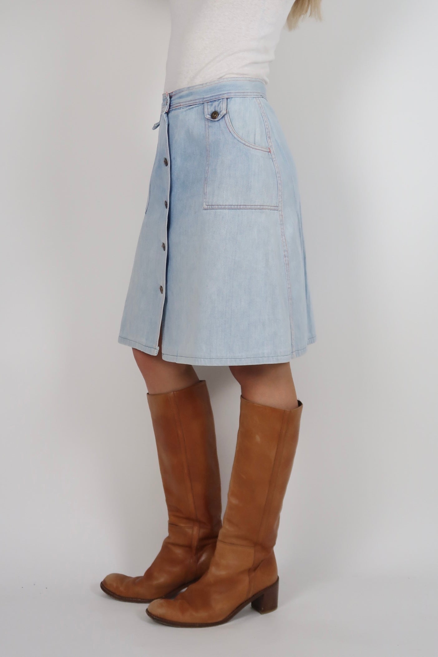 1970s sun bleached denim skirt