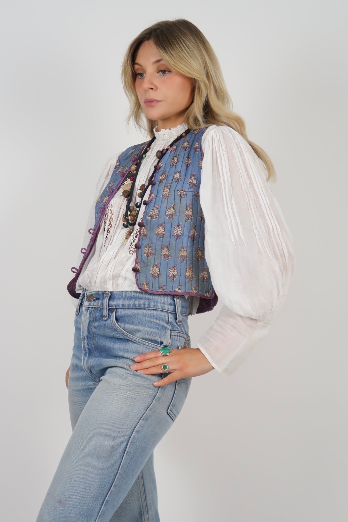 1970s Anohki block print waistcoat