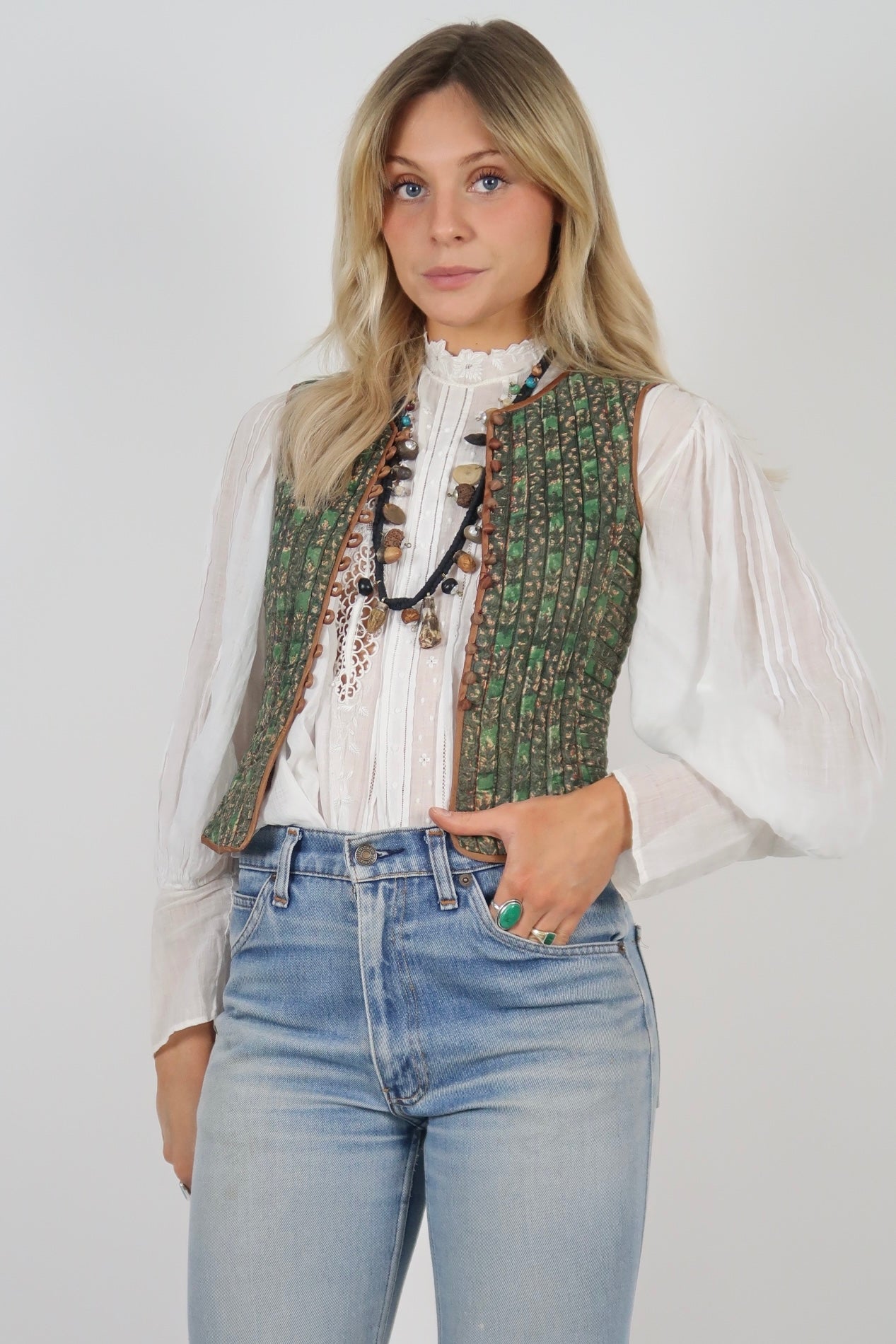 1970s Anohki block print waistcoat